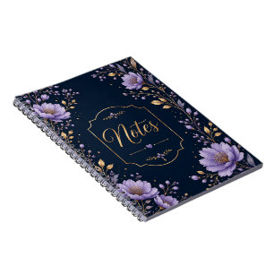 Elegant Lavendel Blommotiv Anteckningsbok