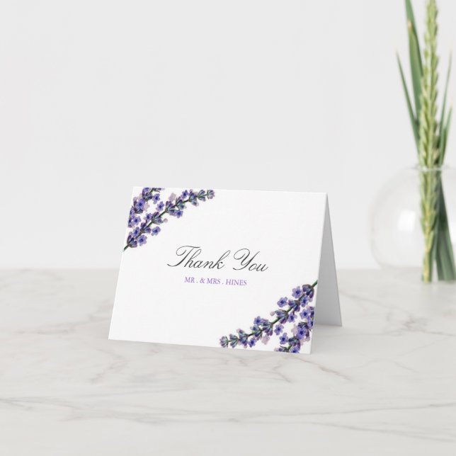 Elegant Lavendel Bröllop Tacksamhetskort Tack Kort (Framsida)