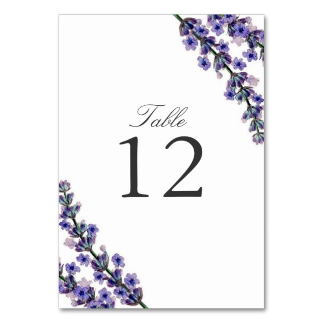 Elegant Lavendel Bröllopsbord Nummer Kort (Framsidan)