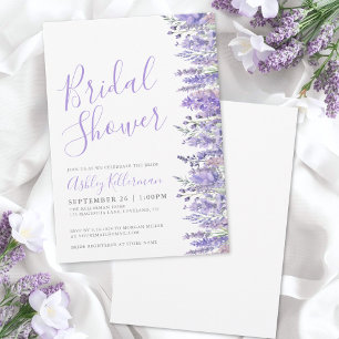 Elegant Lavendel Bröllopsdusch i Akvarell Inbjudningar