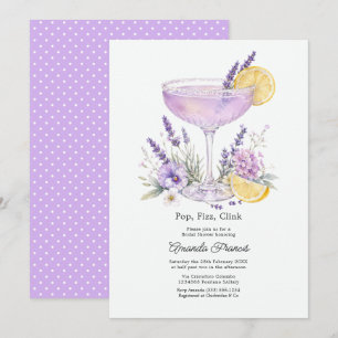 Elegant Lavendel Cocktail Blommig Bröllopsfest Inbjudningar