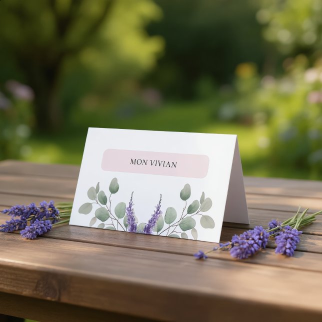 Elegant Lavendel Eukalyptusblad Namn  Placeringskort (Skapare uppladdad)
