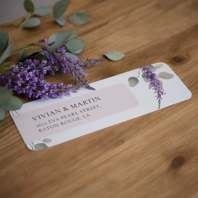 Elegant Lavendel Eukalyptusblad Returadress Etikett (Skapare uppladdad)