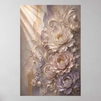 Elegant Lavendel Frost Blomma | Lyxig Präglad Flo Poster