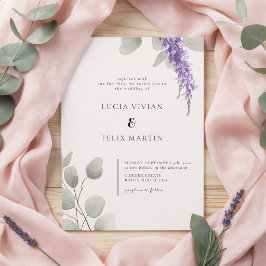 Elegant Lavendel Grönska Eukalyptus Blad Bröllop Inbjudningar