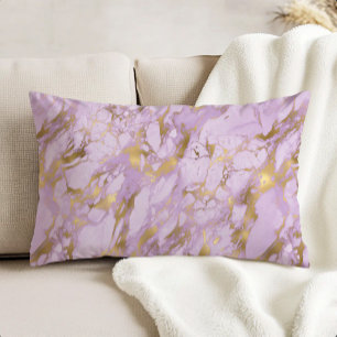 Elegant Lavendel Guld Marmor Prydnadskudde