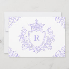 Elegant Lavendel Heraldisk Krest Monogram Dop Inbjudningar