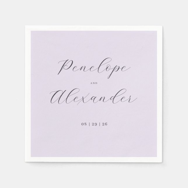Elegant Lavendel Kalligrafi Pappersservett (Framsidan)