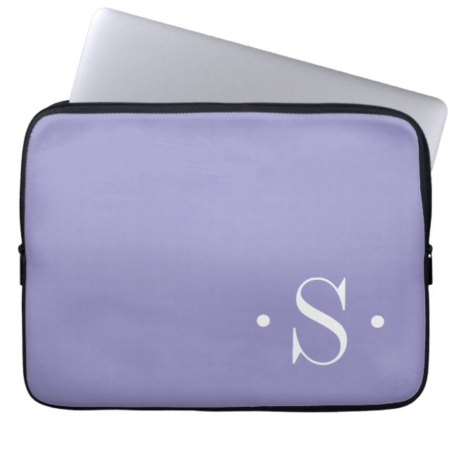 Elegant Lavendel Lila Monogram Datorfodral (Framsidan)