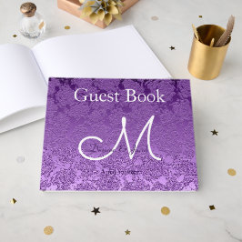Elegant Lavendel Lila Vit Burgunder Monogram Gästböcker