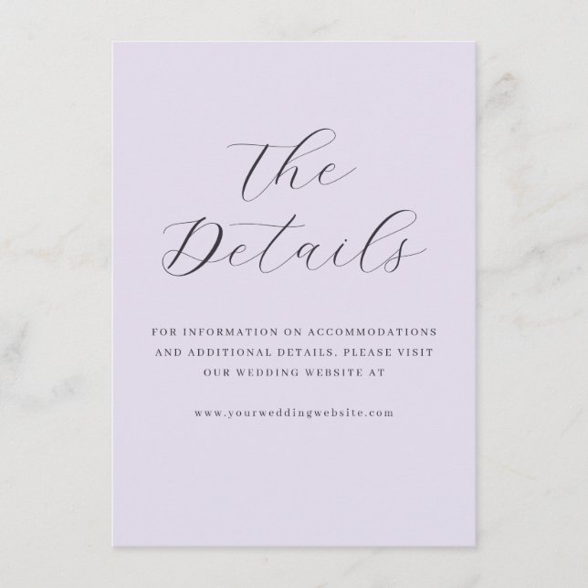 Elegant Lavendel Minimalistisk Kalligrafi Tilläggskort (Framsida)