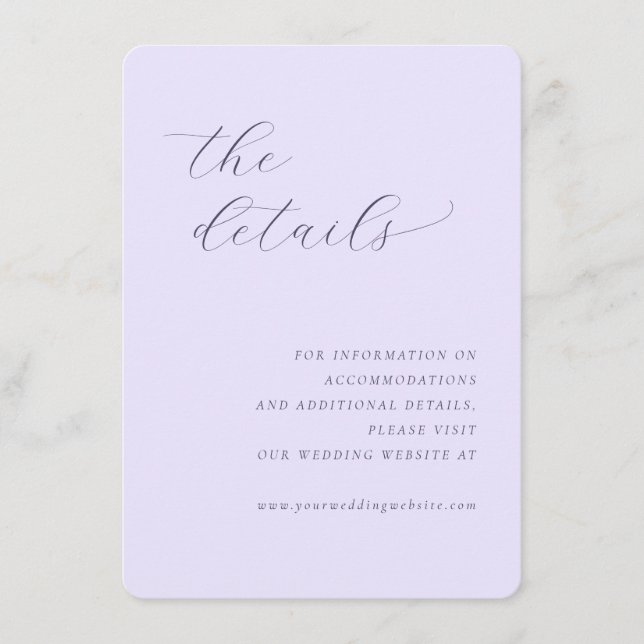 Elegant Lavendel Minimalistisk Kalligrafi Tilläggskort (Framsida)