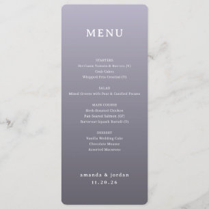 Elegant Lavendel Minimalistisk Meny