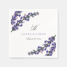Elegant Lavendel Monogram Bröllopsservett Pappersservett