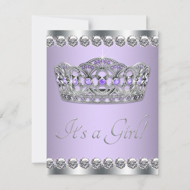 Elegant Lavendel och Grå Bebis Shower Inbjudningar (Framsida)