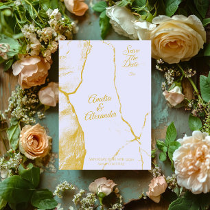 Elegant Lavendel och Guld Marmor Spara Datum Inbjudningar
