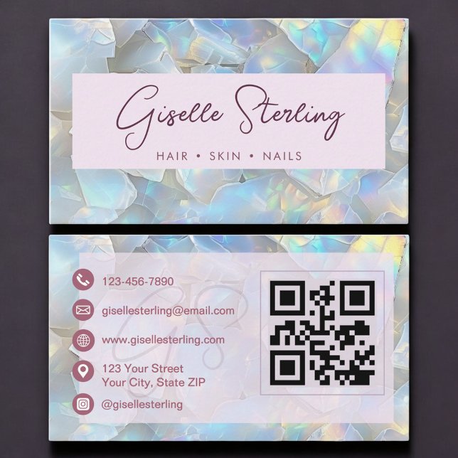 Elegant Lavendel Opal QR-kod Professionell Visitkort (Skapare uppladdad)