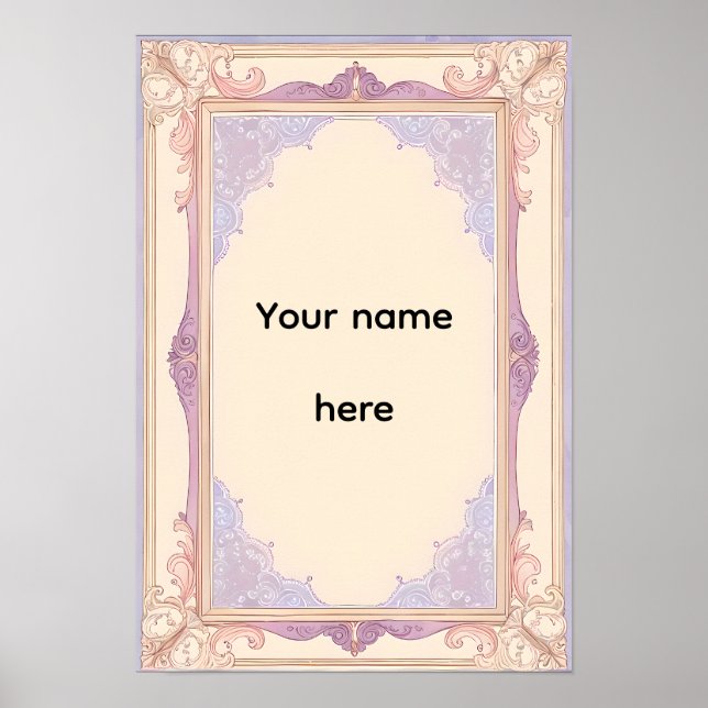 Elegant Lavendel Ornamenterad Vintage Ram Poster (Framsidan)