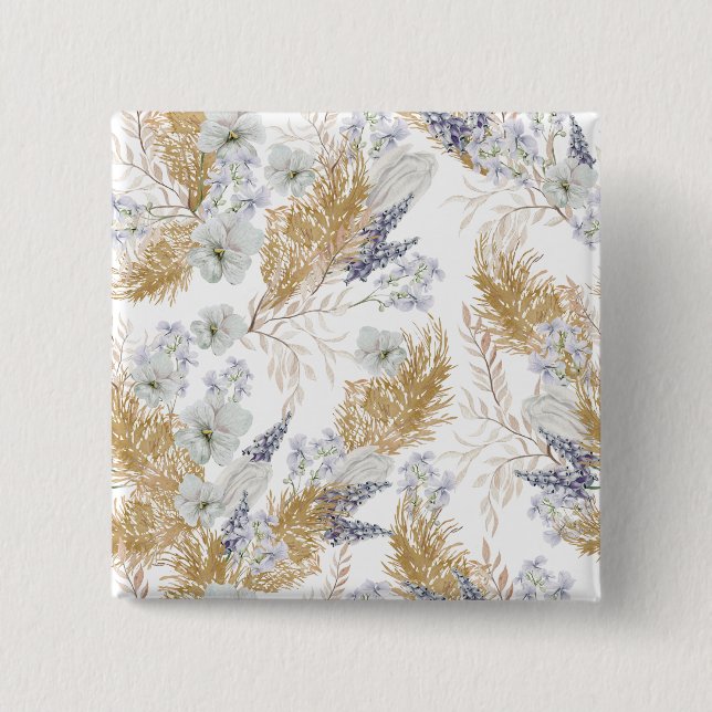Elegant Lavendel & Pampas Watercolor Blommig Knapp (Framsida)