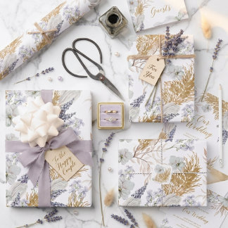 Elegant Lavendel & Pampas Watercolor Blommig Presentpapper