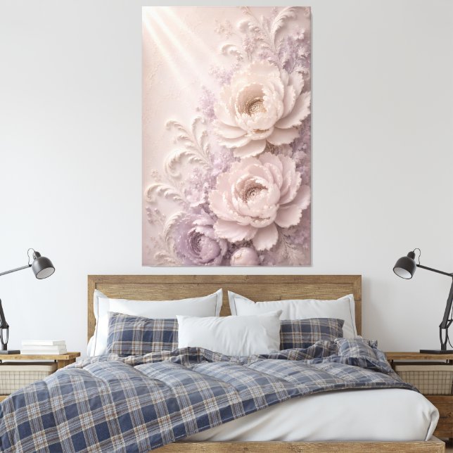 Elegant Lavendel Präglad Rosmönster Canvastryck (Insitu (sovrum))