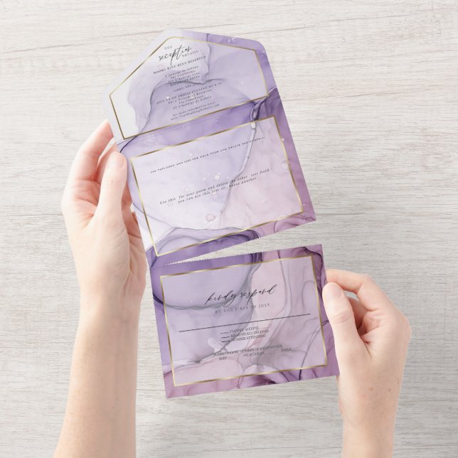 Elegant Lavendel Ros Abstrakt Bläck  Anpassad (Avrivbar del)