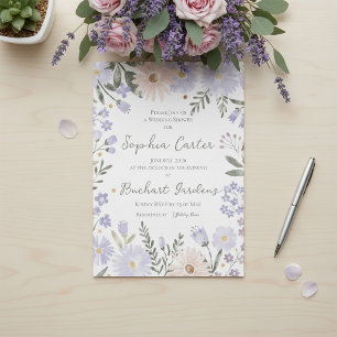 Elegant Lavendel Rosenskära Blommig Bröllopsdusch Inbjudningar