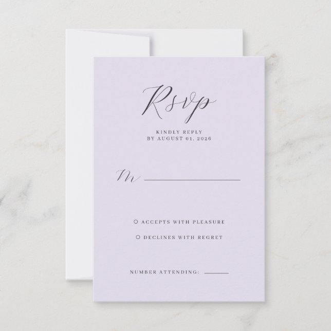Elegant Lavendel RSVP-kort OSA Kort (Framsida)