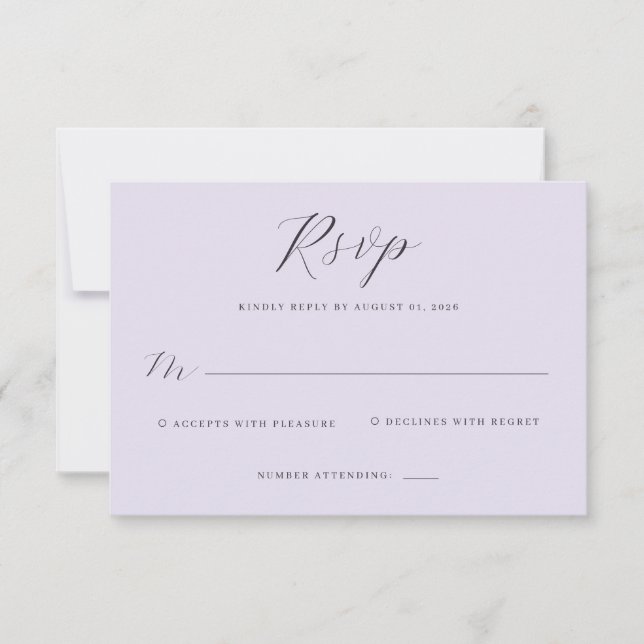 Elegant Lavendel RSVP-kort OSA Kort (Framsida)