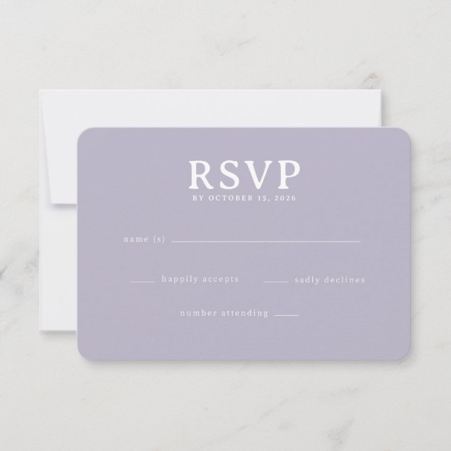 Elegant Lavendel RSVP-kort OSA Kort (Framsida)