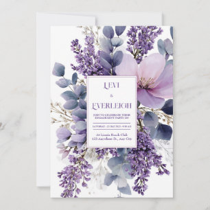 Elegant Lavendel Syren Eukalyptus Akvarell Inbjudningar