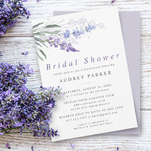 Elegant lavendel vattenfärg bröllopsdusch inbjudningar