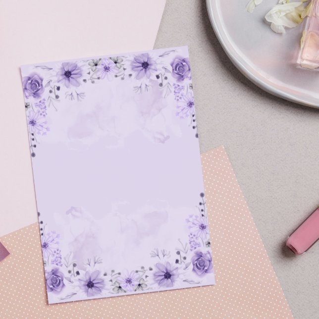 Elegant Lavendel Vattenfärg Lila Botanisk  Post-it Block (Skapare uppladdad)