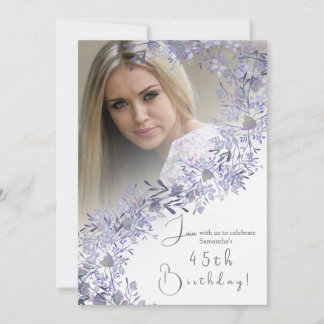 Elegant Lavendel Vintage Foto Födelsedagsinbjudan Inbjudningar
