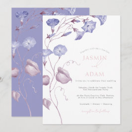 Elegant Lavendel Watercolor Blommig Bröllop Inbjudningar