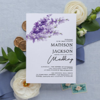 Elegant Lavendel Watercolor Bröllop Inbjudningar