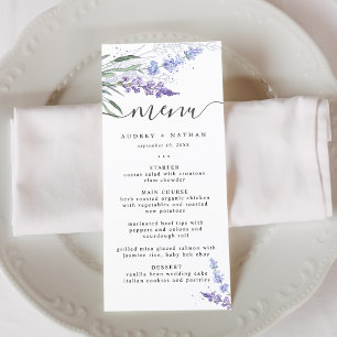Elegant Lavendel Watercolor Bröllop Meny