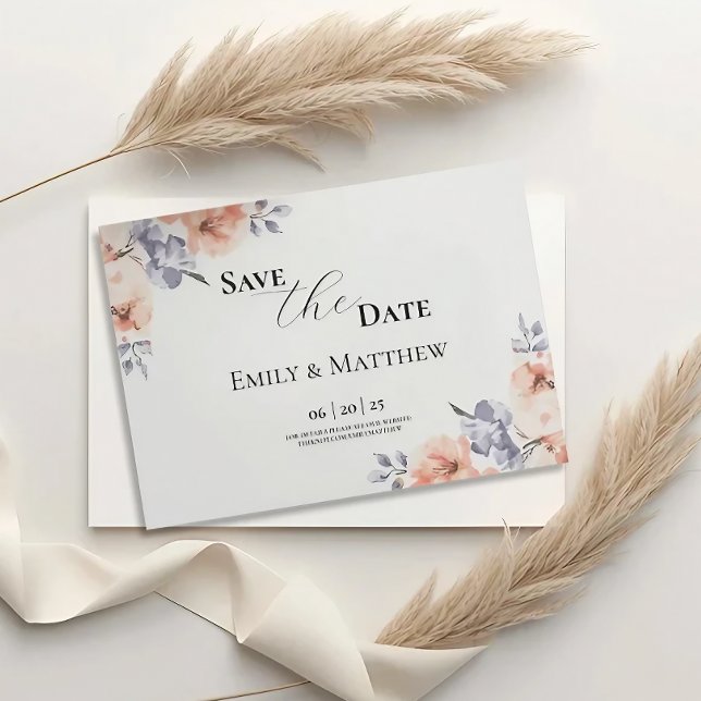 Elegant Lavendel Watercolor Bröllop Save The Date Spara Datumet (Skapare uppladdad)