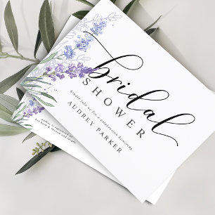 Elegant Lavendel Watercolor Bröllopsdusch Inbjudan Vykort