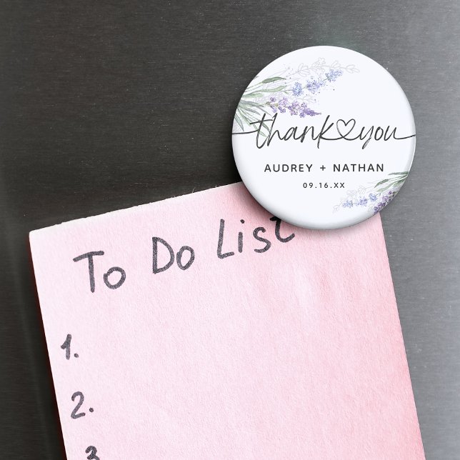 Elegant Lavendel Watercolor Tack Bröllop Magnet (Elegant Lavender Watercolor Thank You Wedding Magnet)