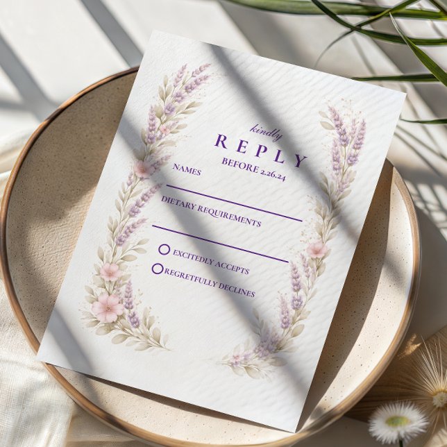 Elegant Lavendeläng Bröllopsblomma OSA Kort (Skapare uppladdad)