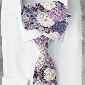 Elegant Lavendelblå Modernt Blommönster Slips