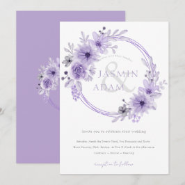 Elegant Lavendelblomma Monogram Bröllop Inbjudningar