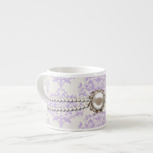 Elegant lavendeldamast med pärlaespressomuggen espressomugg