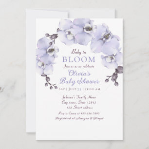 Elegant Lavendelorkidé Baby Shower Inbjudningar