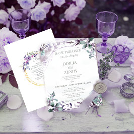 Elegant Lavender and Purple Watercolor Floral Inbjudningar