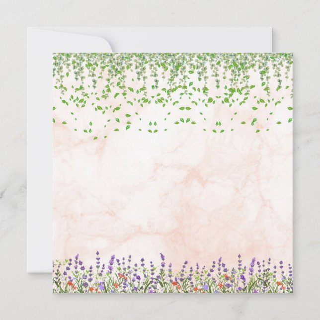 Elegant Lavender and Vine Blank Greeting Card with (Framsida)