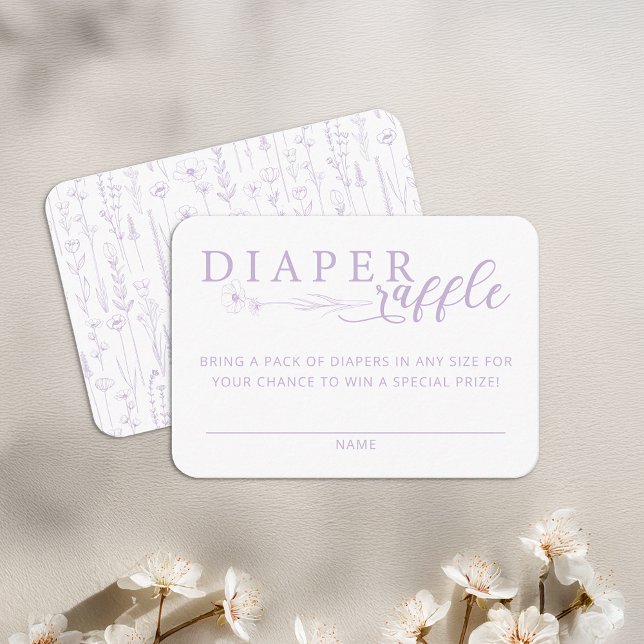 Elegant Lavender Baby Shower Diaper Raffle Tilläggskort (Diaper Raffle - Lavender Baby Shower
)