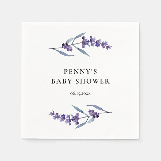 Elegant Lavender Baby Shower Pappersservett (Framsidan)