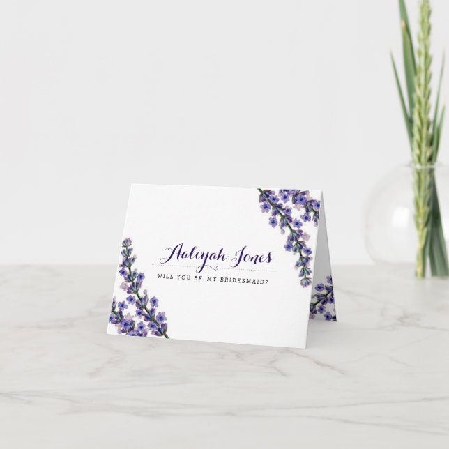 Elegant Lavender blir mitt Bridesmaid-kort Inbjudan (Framsida)